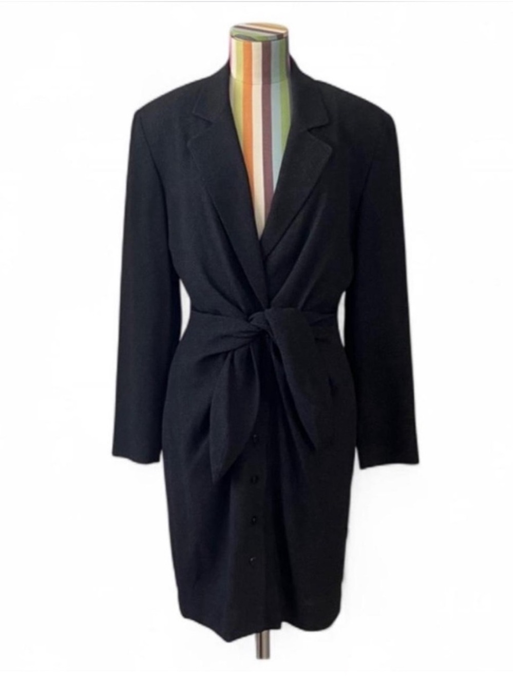 Vintage TAHARI Structured Tie Waist Drape Blazer Jacket Dress Designer